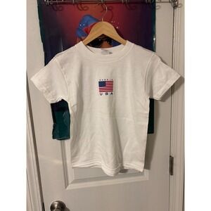 Vintage Mudd White Baby Tee American Flag Graphic Made in USA One Size Fits All